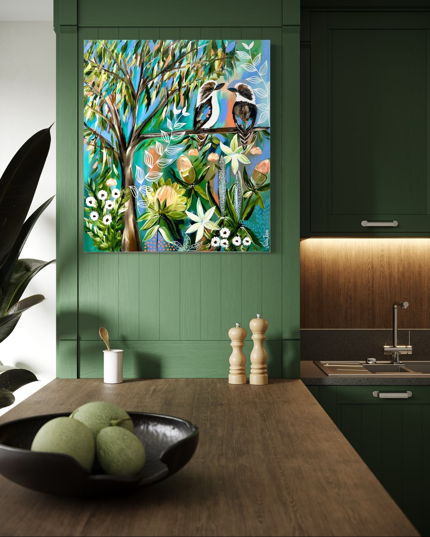 Kookaburras in the Wildflower Grove - 90x80