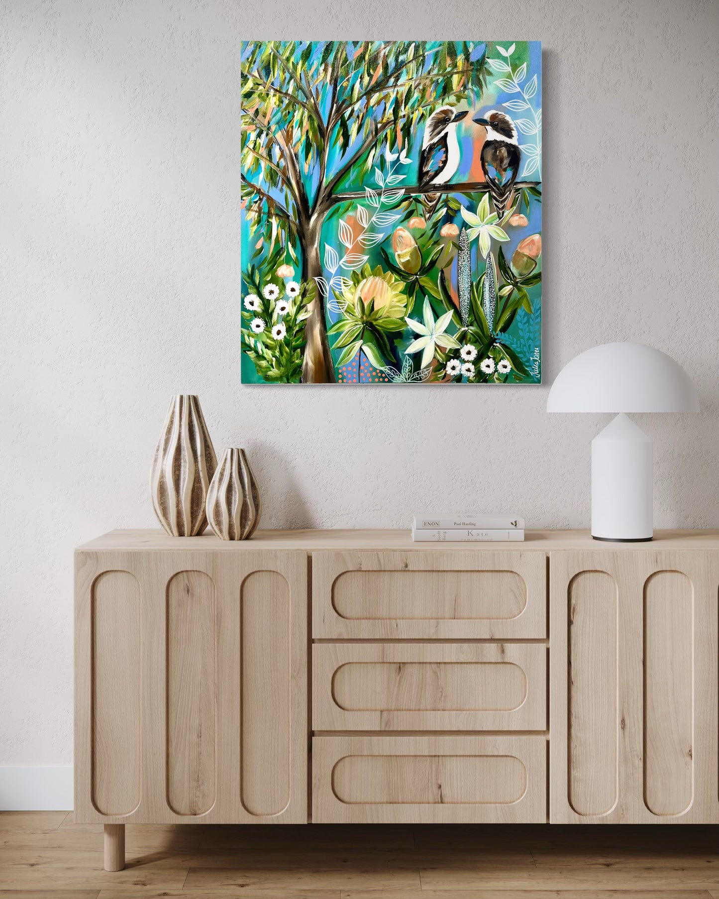 Kookaburras in the Wildflower Grove - 90x80