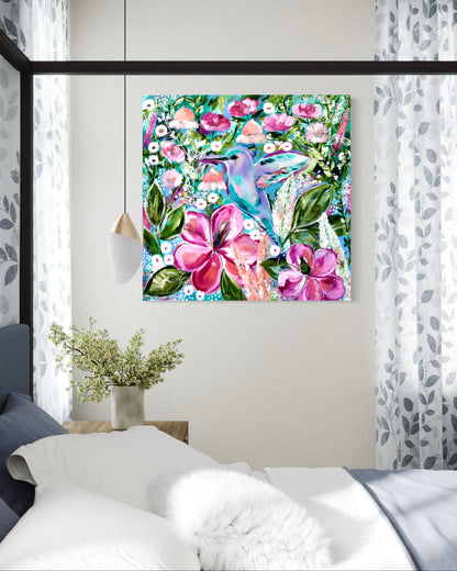 Humingbird in the blossom garden