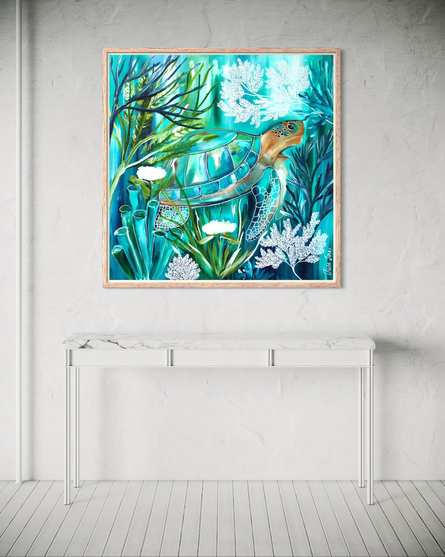 Seagrass Drift and Turtle Dreams - 90 x 90 cm