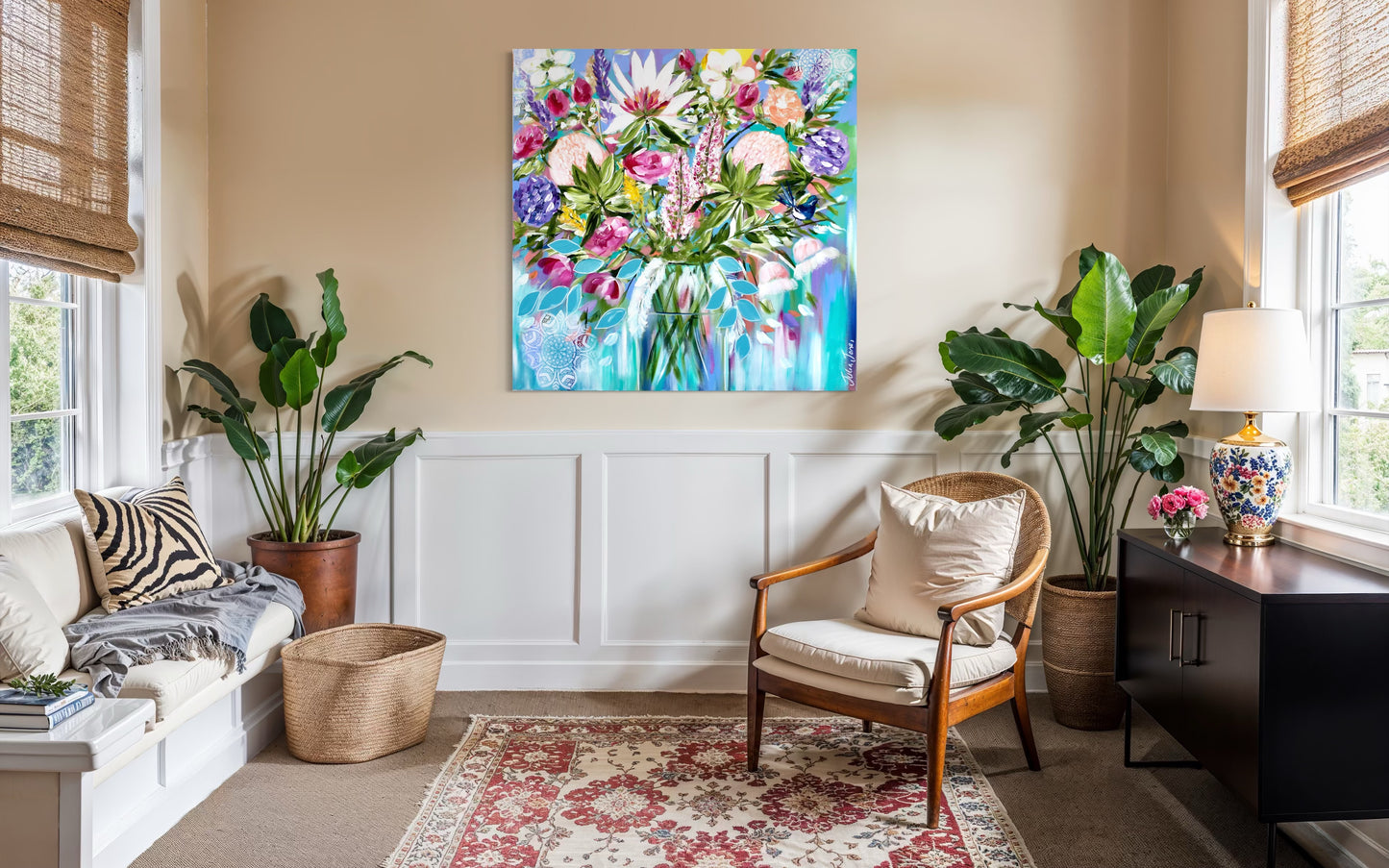 Joyful Wildflower Gathering - 80 x 80 cm