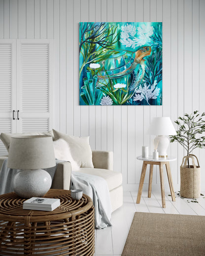 Seagrass Drift and Turtle Dreams - 90 x 90 cm