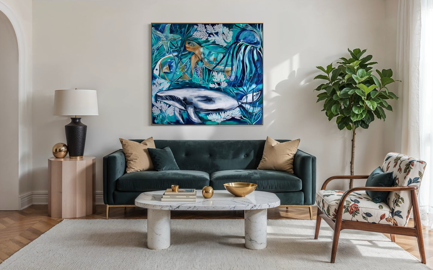 Blue Water Haven - 110 x 100 cm