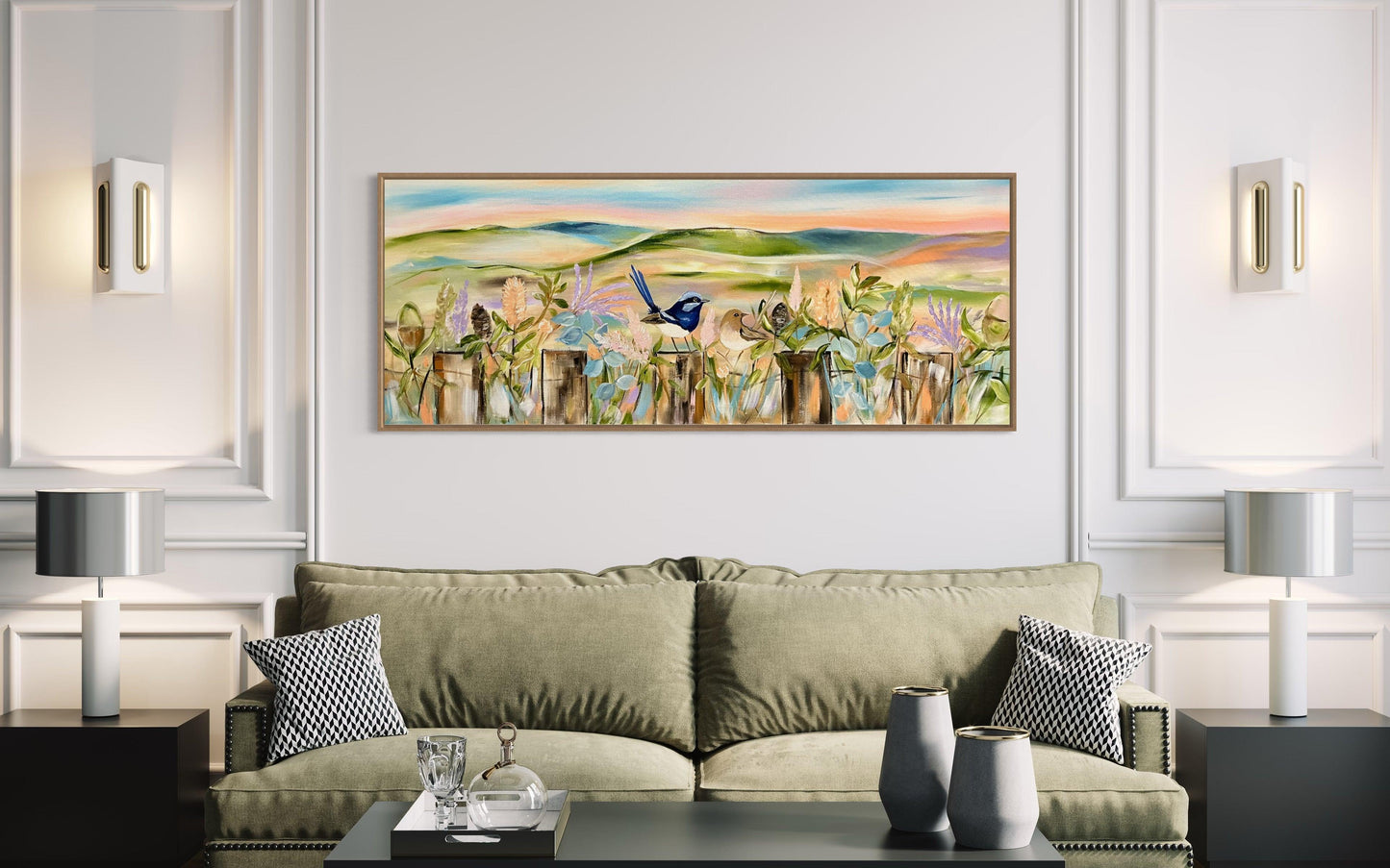 Country - Pastel Horizons: A Whimsical Journey with Little Wrens - Julia Jones Art