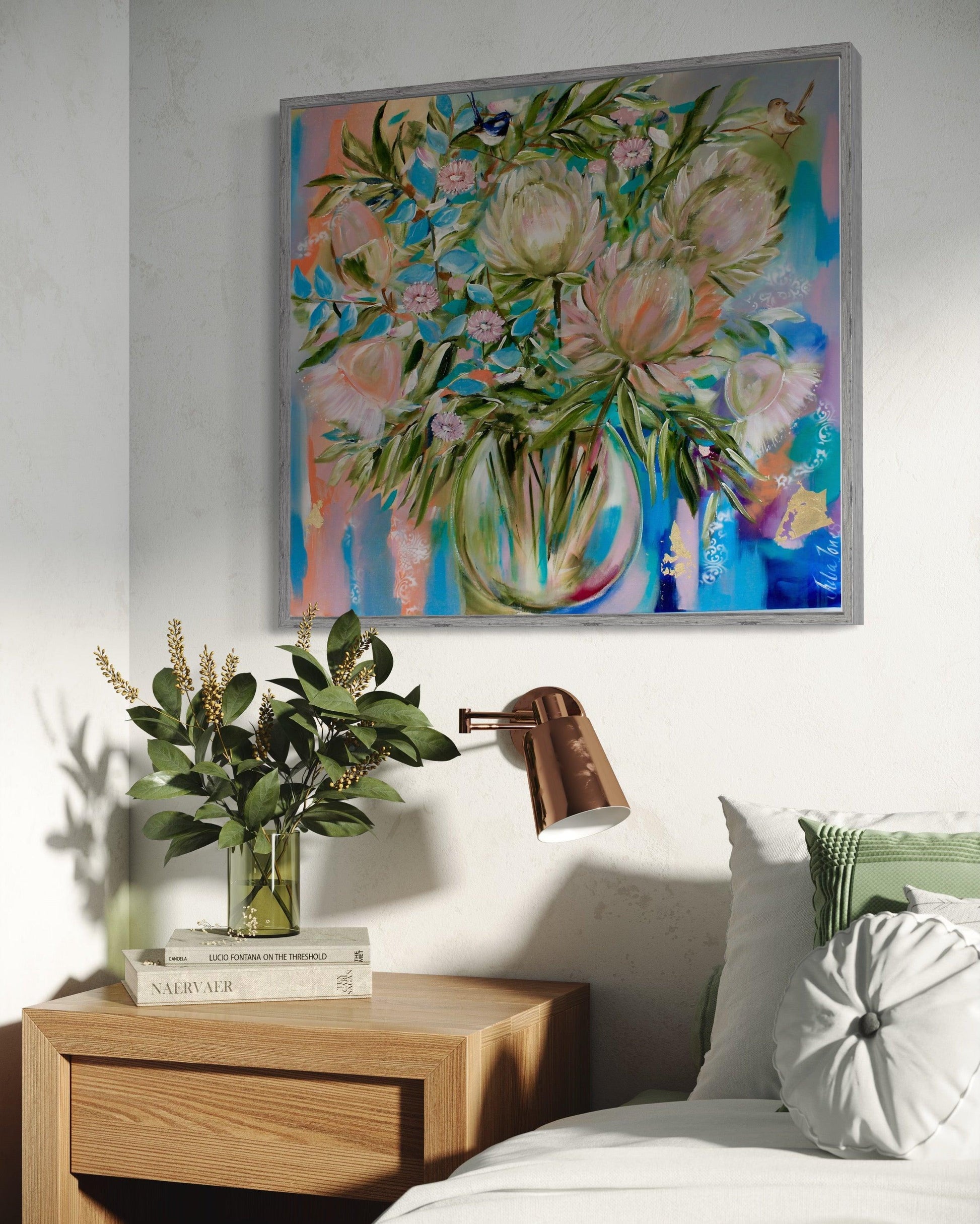 Australian Elegance: Proteas and Wrens - Julia Jones Art