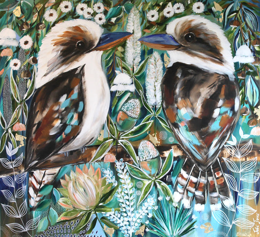 Whispers of the Bush - Original Kookaburra Artwork - 1.1x1m