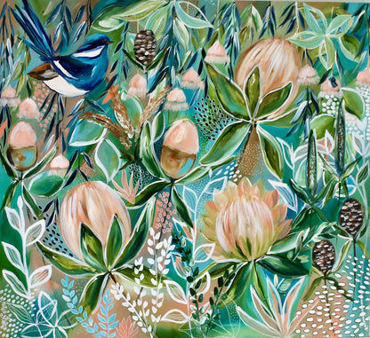 Songbird in the Banksia Garden - 1.1x1m