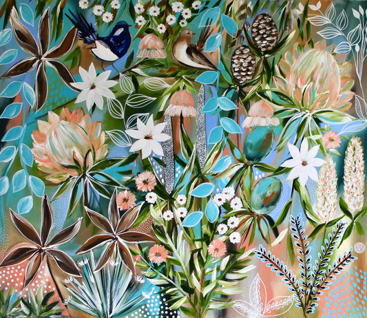 Songbirds in Bloom - 100 x 110 cm