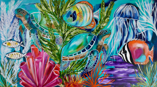 Underwater Wonder - dive into colour and life - 160 x 90 cm