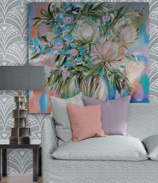 Australian Elegance: Proteas and Wrens - Julia Jones Art