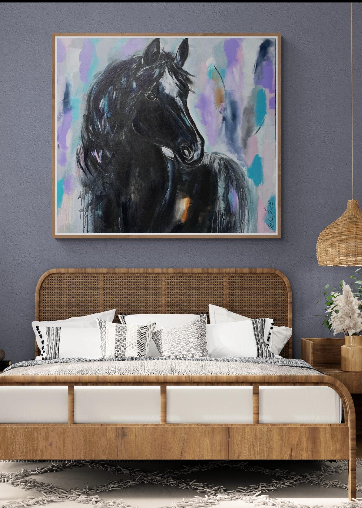 Black Stallion untamed beauty - 900 x 1m - Original Artwork - Available by Commission
