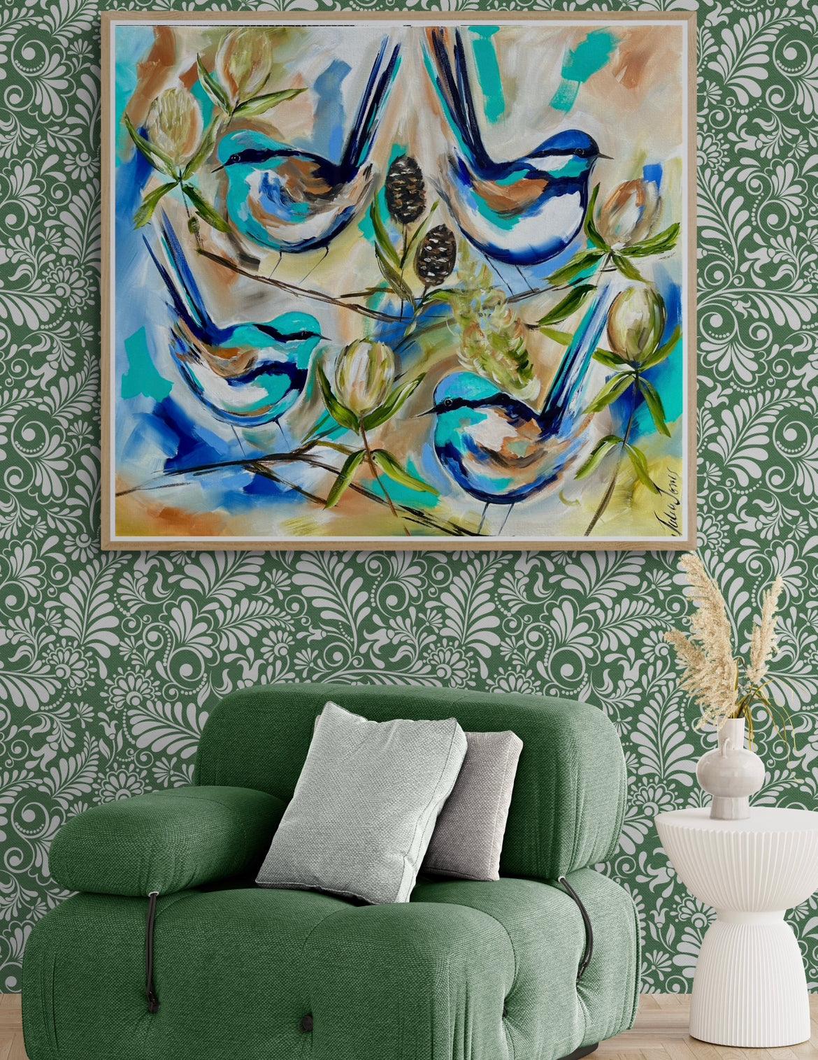 Birds - Sweet little Blue Wrens - Julia Jones Art