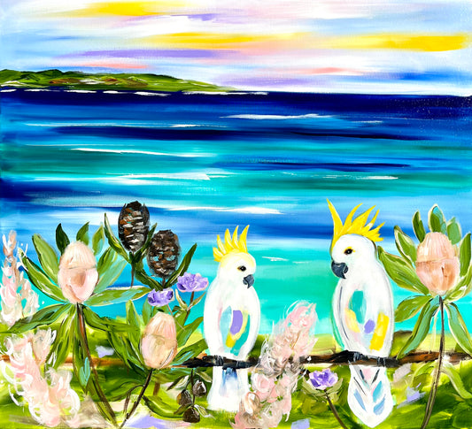 Birds - Cockatoos at Sunset - Julia Jones Art