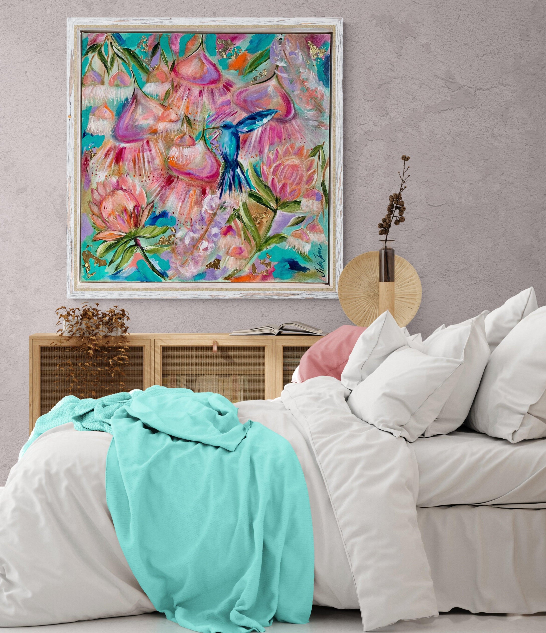 Little Nestled Hummingbird - 800 x 800 - Original Artwork - Available by Commission