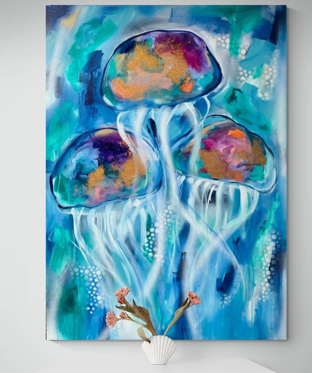 Jellyfish Bobble along -1m x 800 - Original Artwork - Available by Commission
