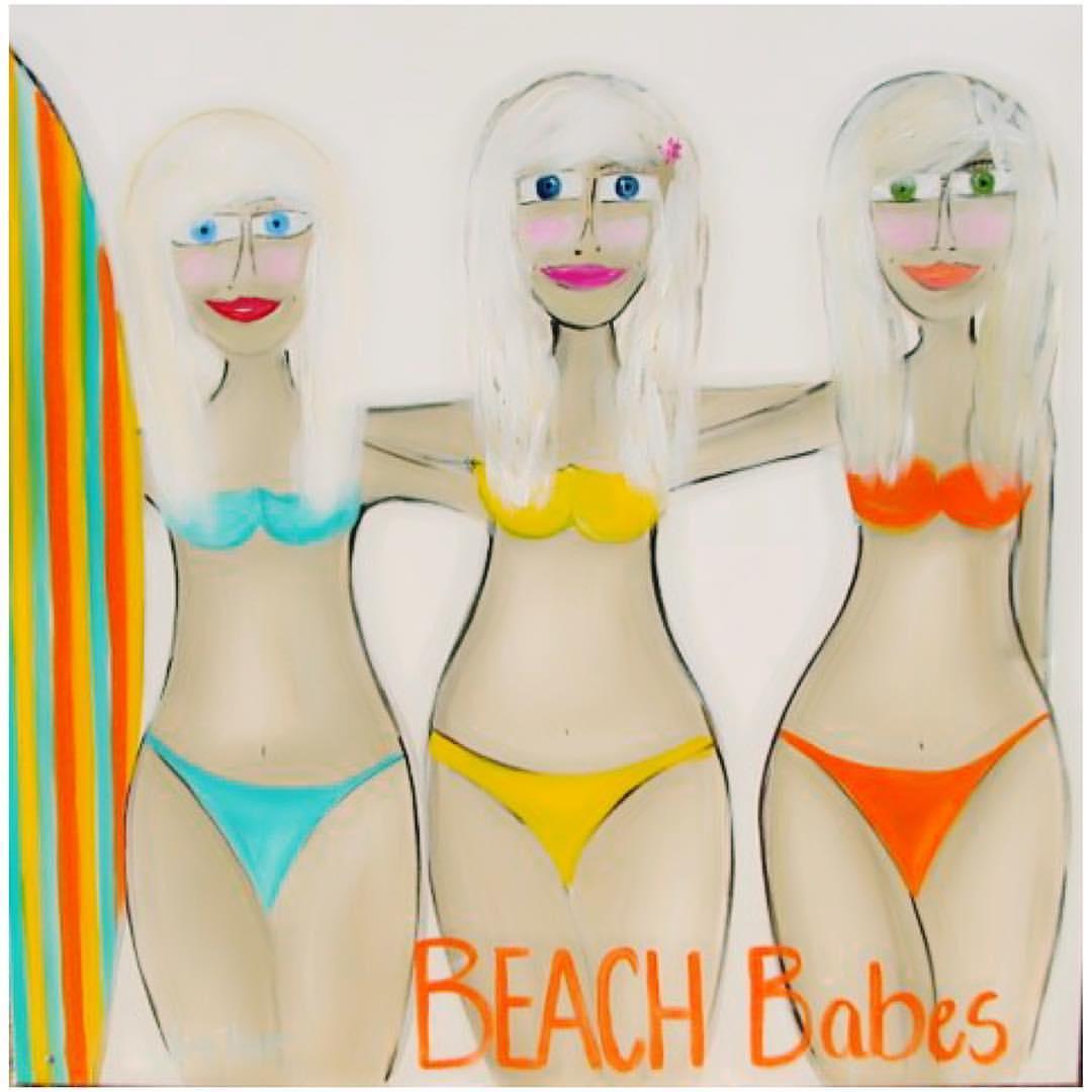 Beach Babes at the Beach - 1.2 x 1.2 - Original Artwork - Available by Commission