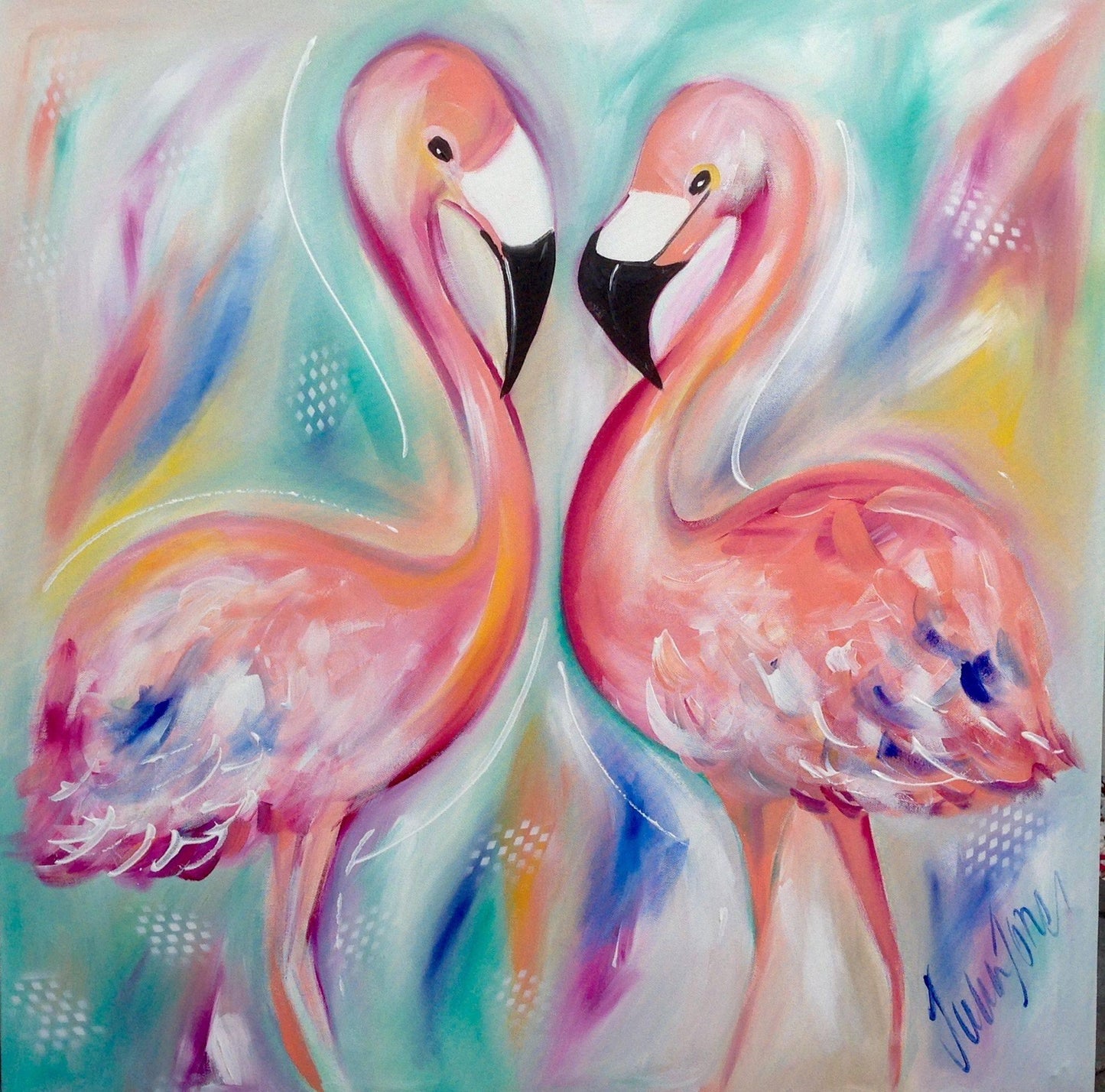 Pretty Pink Flamingos 800 x 800 - Original Artwork - Available by Commission