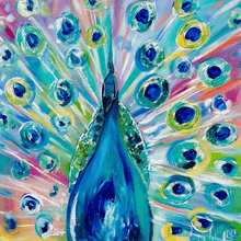Load image into Gallery viewer, Peacock feathers - 900 x 900 Original Artwork - Available by Commission
