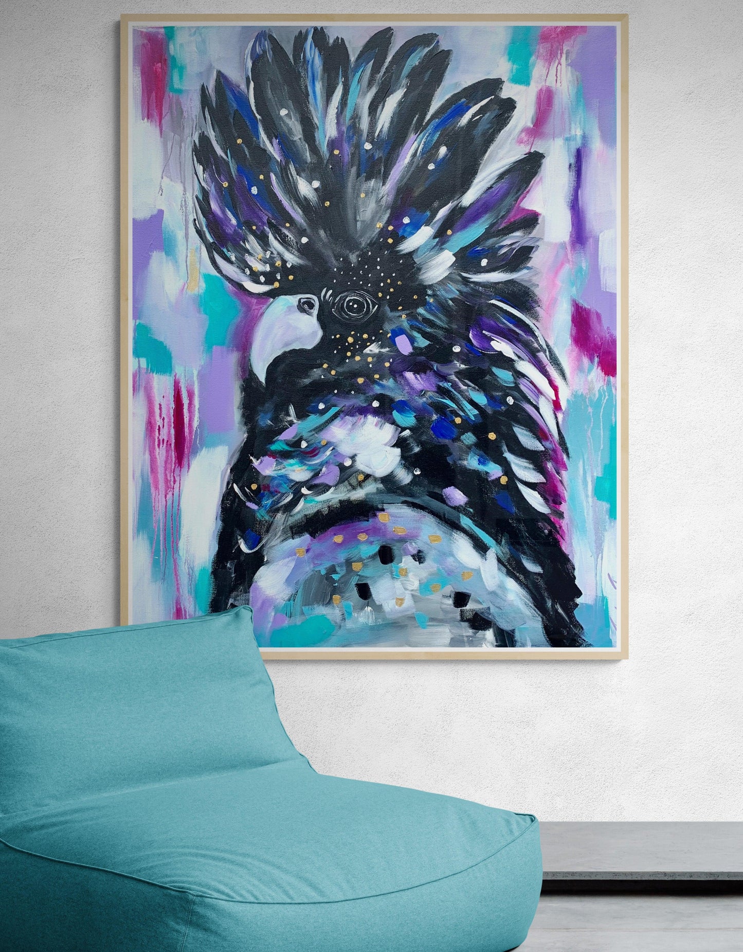 Striking Black Cockatoo - 1mx - 800 - Original Artwork - Available by commission