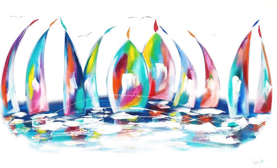 Sails in the Floating Seas - 1.5 x 900 - Original Artwork - Available by Commission