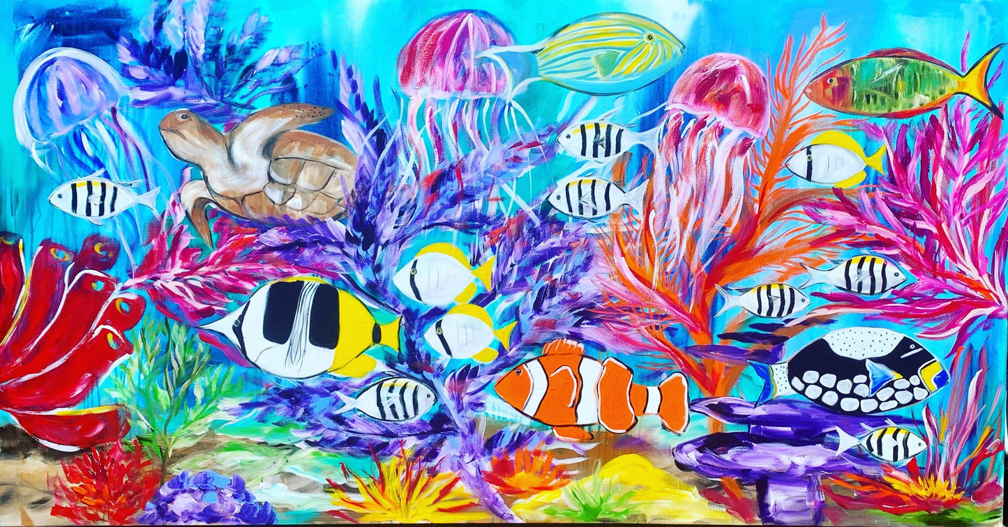 Enchanting Fish Wonderland - 2m x 1m - Original Artwork - Available by commission