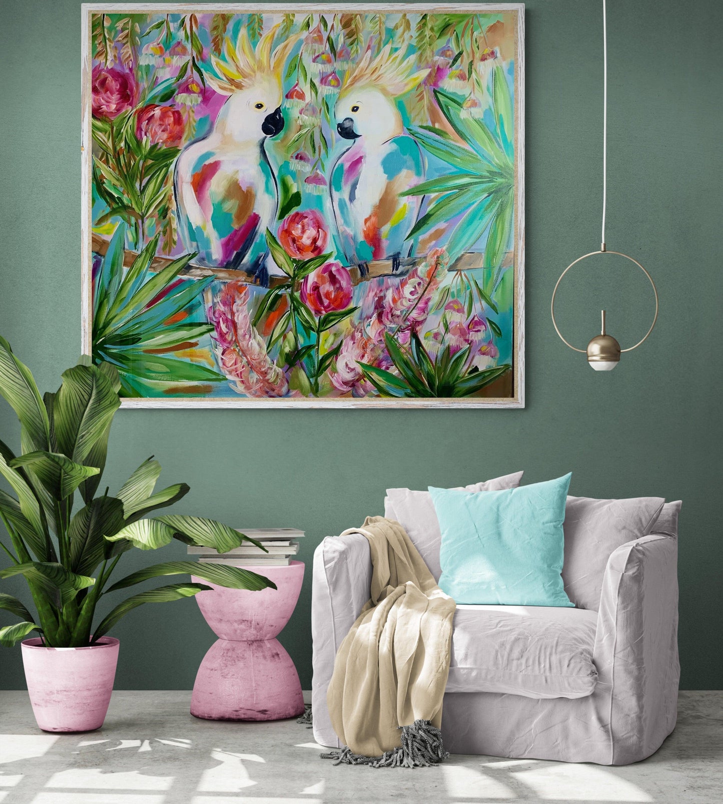 Cockatoo Blossoms -1.1 x 1m - Original Artwork - Available by Commission