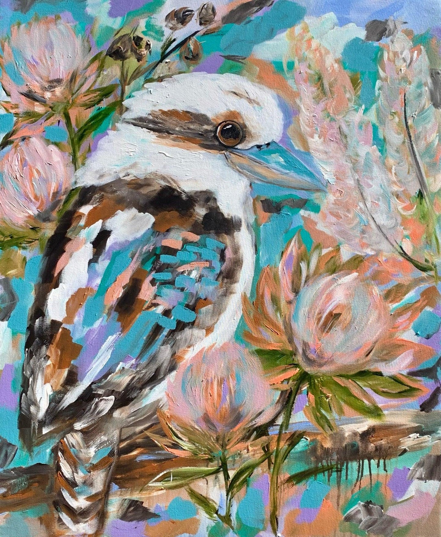 Whimsical Kookaburra Amidst Native Beauty -  1.1x 900 - Original Artwork - Available by Commission