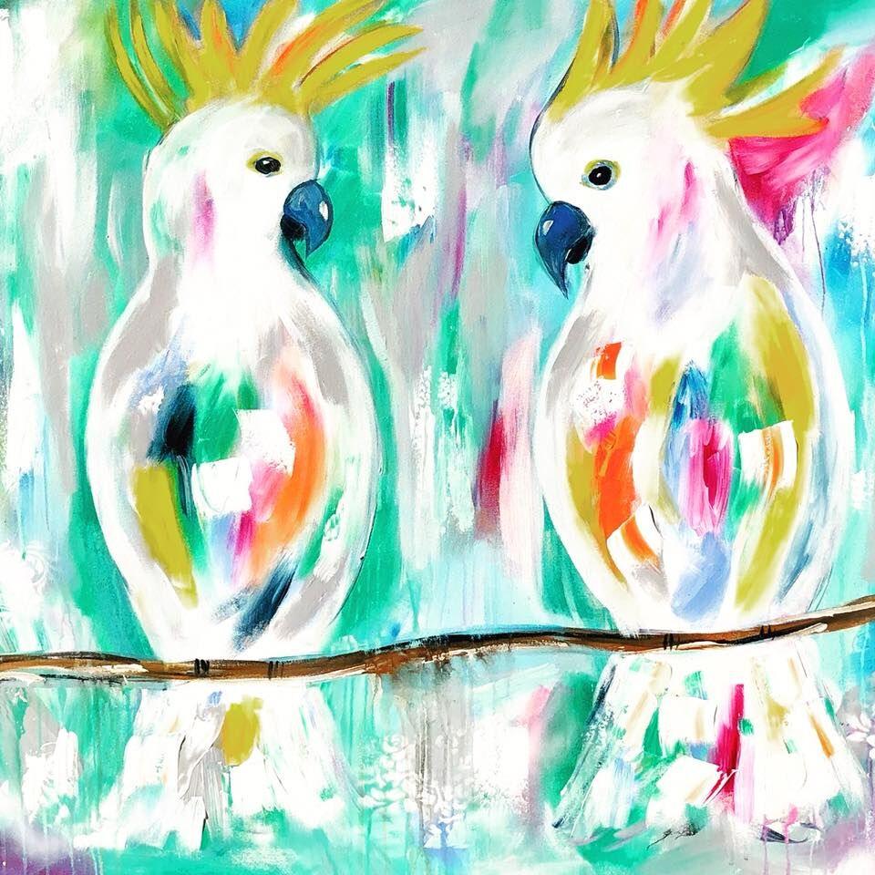 Fun filled Cockatoos 900 x 900 - Original Artwork - Available by Commission