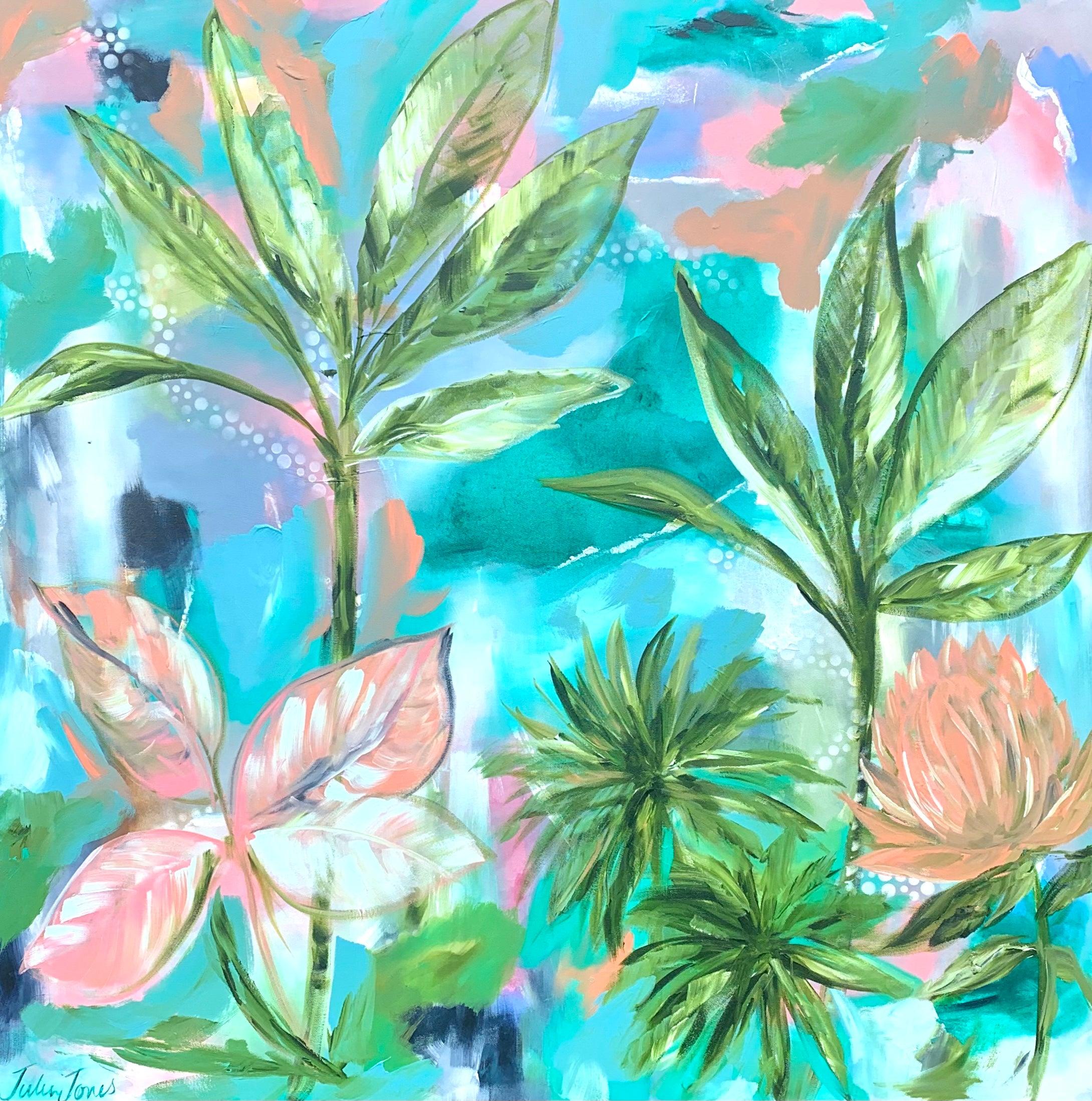 Pastel Palms - 1.2 x 1.2m - Original Artwork - Available by Commission