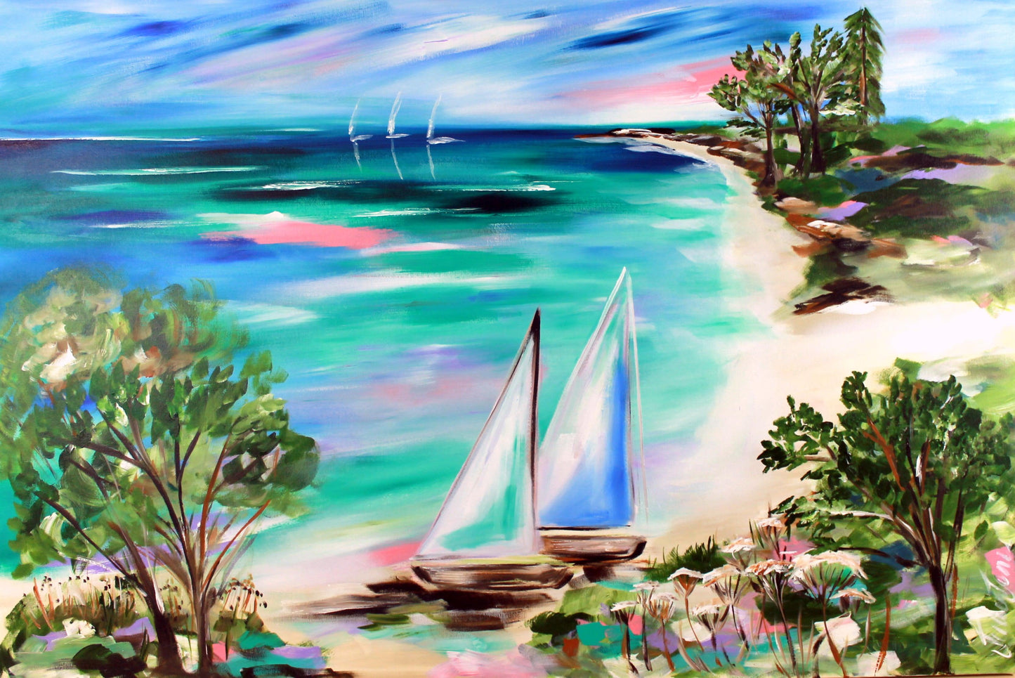 Original Canvas Painting - Beautiful day on the ocean - 1.2 x 800