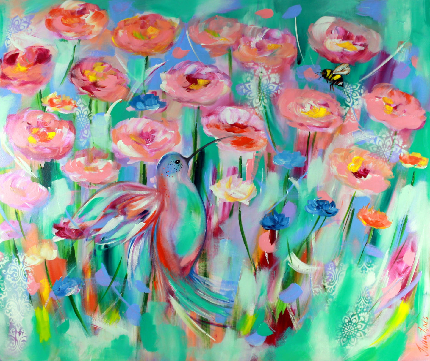 Hummingbird Love - 1.2 x 1m - Original Artwork - Available by Commission