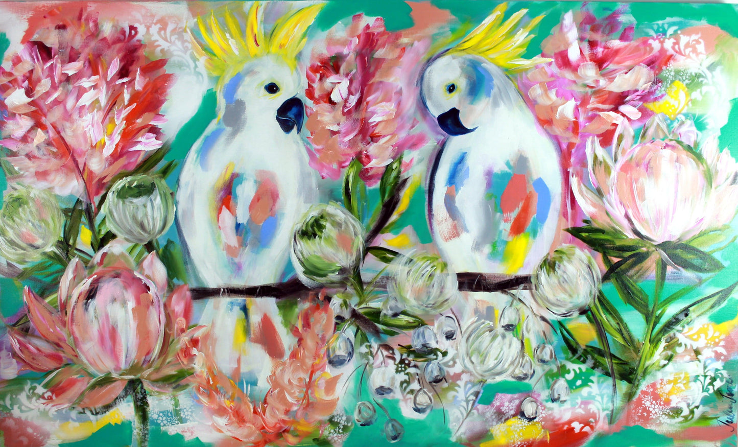 Spring Cockatoos - 1.5 x 900 - Original Artwork - Available by Commission