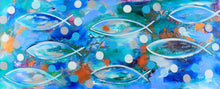 Load image into Gallery viewer, Spots of colour in the ocean - 1.5 x 600 - Original Artwork - Available by Commission
