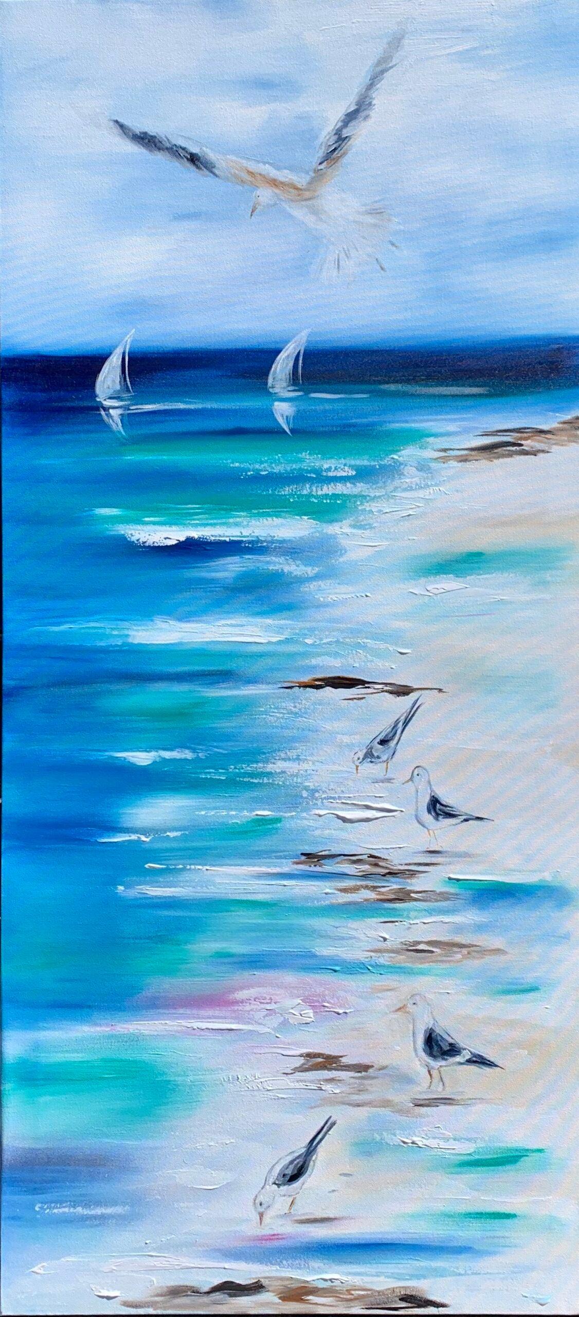 Beach Vibes - Seagulls Flying Freely