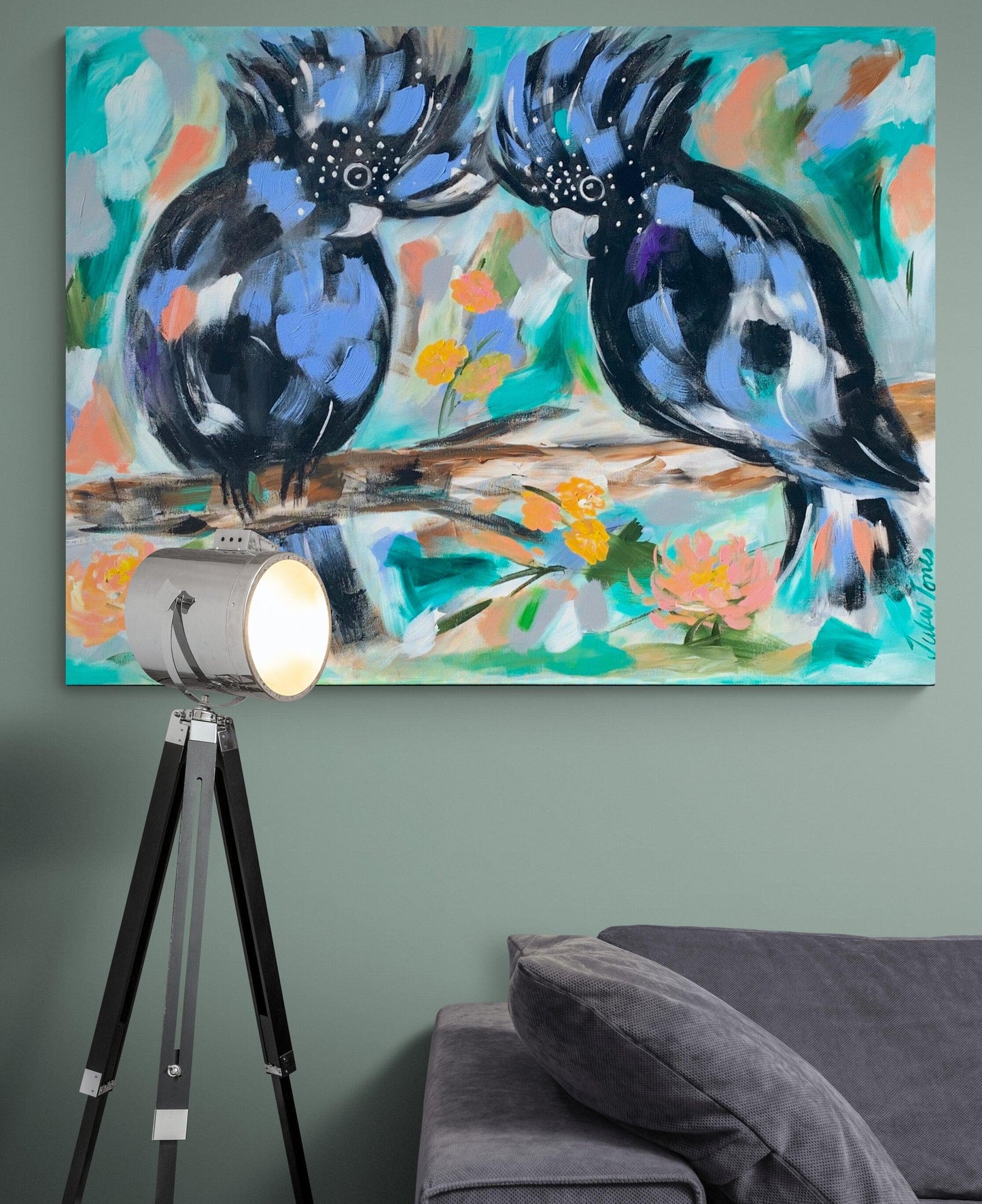 2 Striking Black Cockatoos 1.2 x 900 - Original Artwork - Available by Commission
