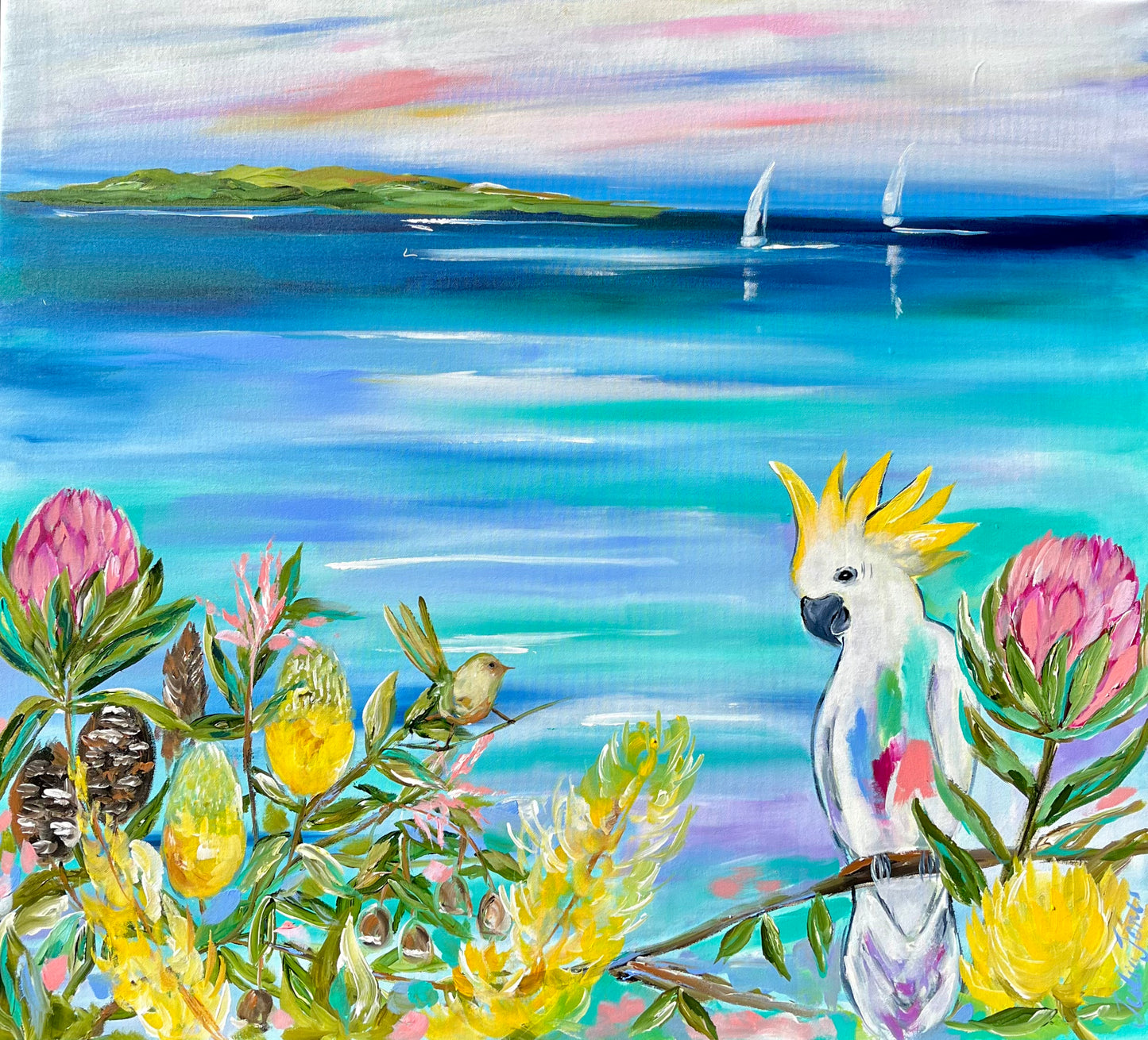 Cockatoo Cove - 1.1x1m - Original Artwork - Available by Commission