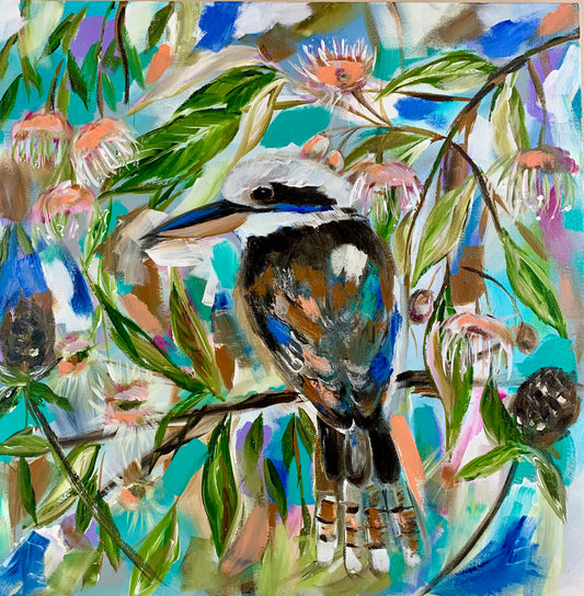 Original Canvas Painting - Kookaburra harmony - 900x900 - Julia Jones Art