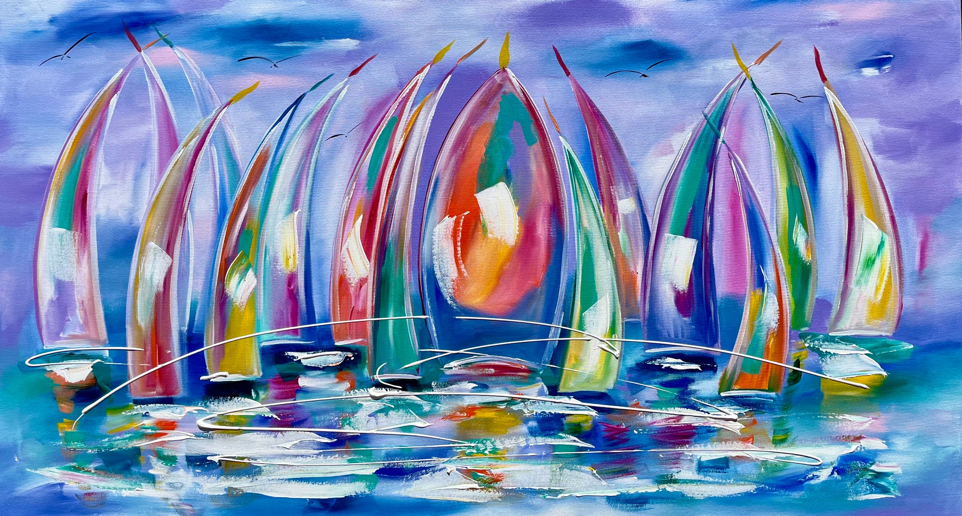 Colourful sailing artwork
