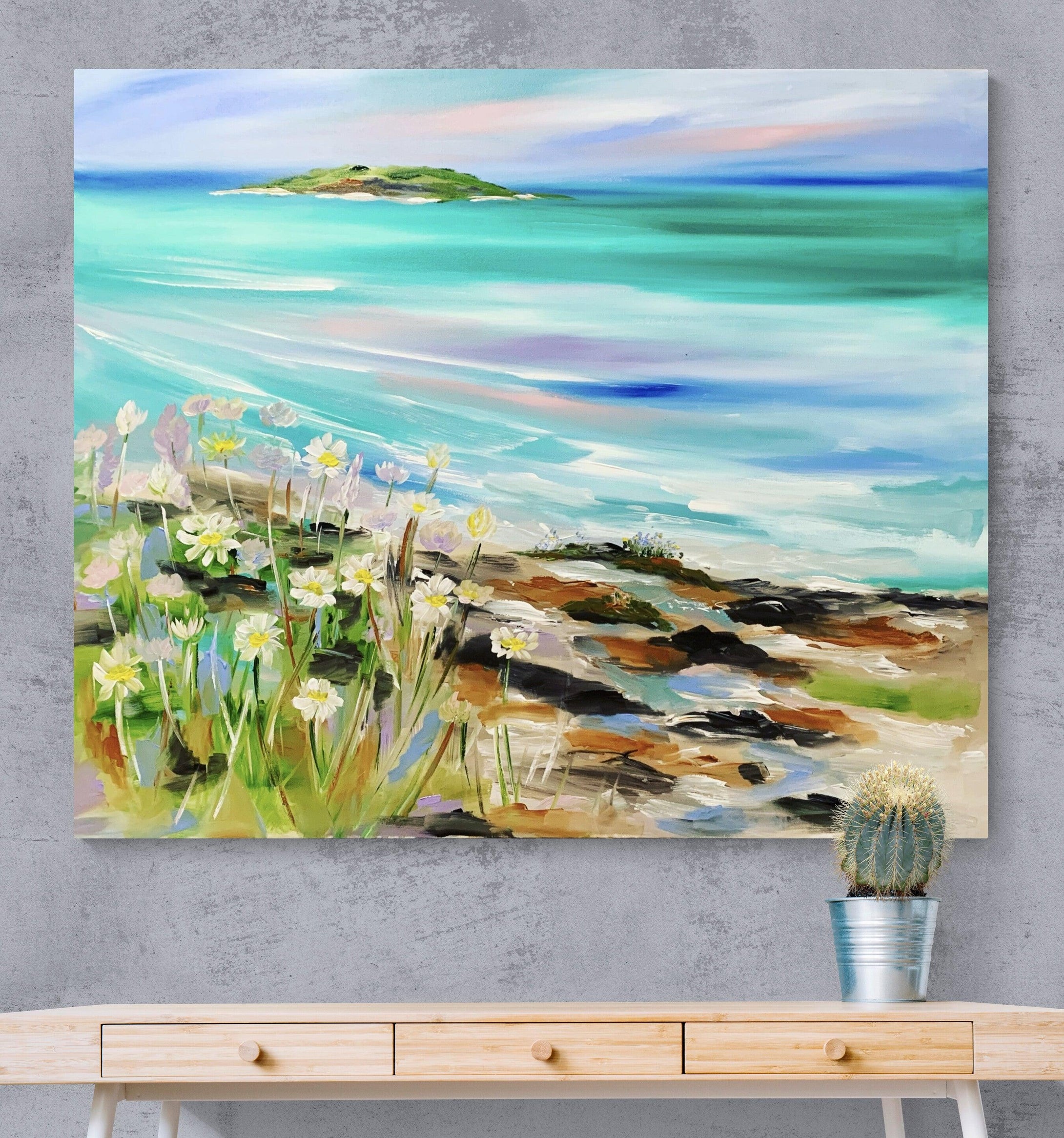 Rocks on the bay -1.1 x 1m - Original Artwork - Available by Commission